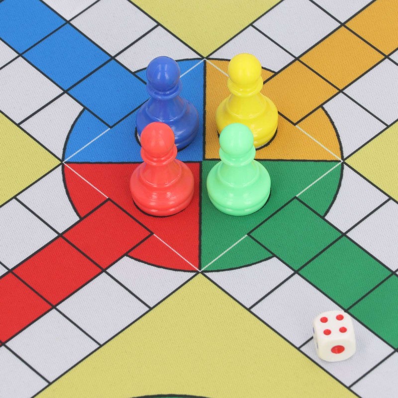 Ludo Chess Set Folding Roll Up Board Game Pad with