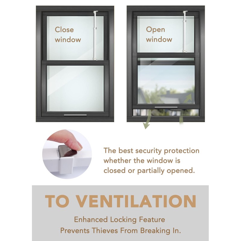Greatim GT-DB005 Home Security Window Lock, Egress Window Lock, Childproof,
