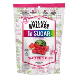 Wiley Wallaby Licorice 5.5 Ounce Watermelon Low Sugar Gluten Free Gourmet Soft & Chewy Australian Licorice Candy Twists, 1 Pack