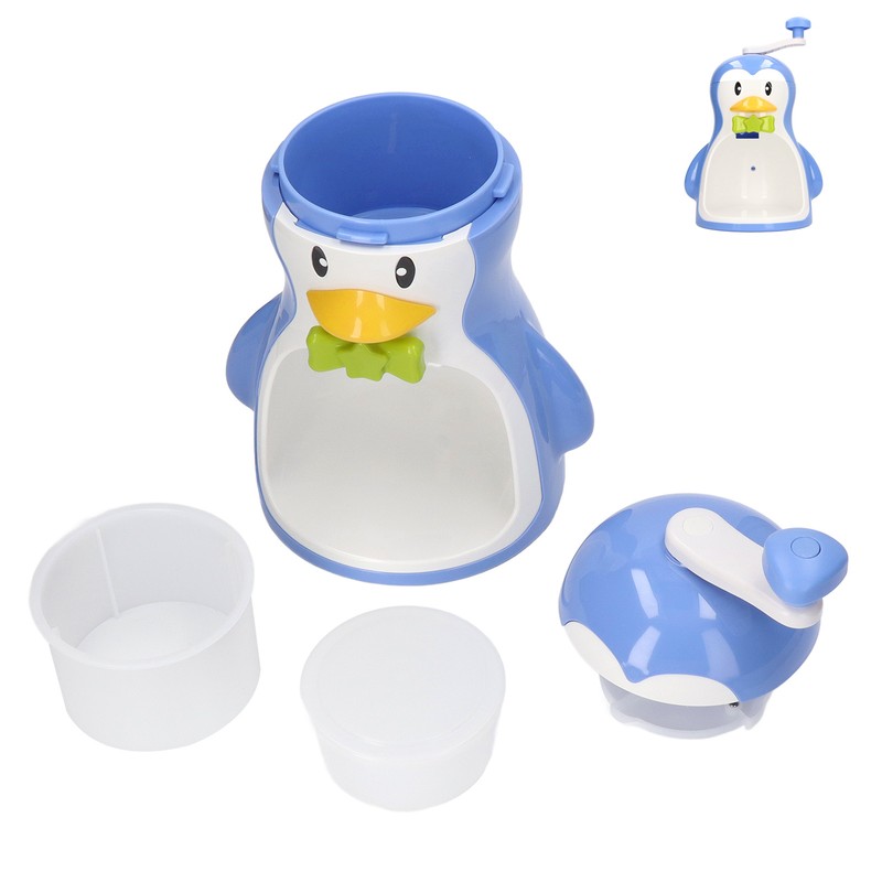 Shaved Ice Machine ABS Penguin Shape Blue Household Portable Manual