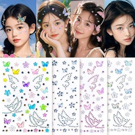 Eye Corners Face Jewels Bufferfly Bindi Rhinestone Festival Face Gems Tattoo Decorations Jewels Body Glitter Crystal Sticker Temporary Face Tattoo