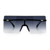 Oversize Rimless Shield Square Rectangle Large Sunglasses Black - Smoke