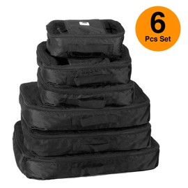 ANSIO Packing Cubes for Suitcase, Travel Luggage Organiser Set, Travel Cubes, Suitcase Organiser bags, Value Set for Travel and Home Storage, Small, Medium, Large, XL - (6 Piece Set) - Black