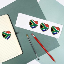 4 x Small 50mm 'South Africa Flag Heart' Permanent Sticker Decals for Cars/Windows/Bins/Walls etc (DW00093168)