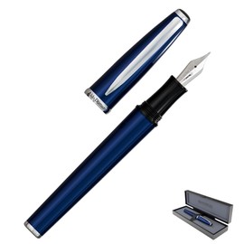 Monteverde USA Aldo Domani Fountain Pen - Broad Nib, Black Ink Fountain Pen, Blue - Luxury Pen for Men & Women, Office, Business, School, Gift