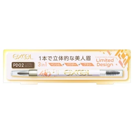 Excel Powder & Pencil Eyebrow EX PD02 '23 (Camel Brown) Limited Design Eyebrow Pencil Powder Eyebrow Brush