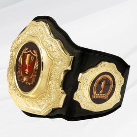 HANDSY Die Cast Heavy Championship Belt Adult – Real Leather Trophy Belt for Sports, Awards, Gifts, Events, Wrestling, and Prizes