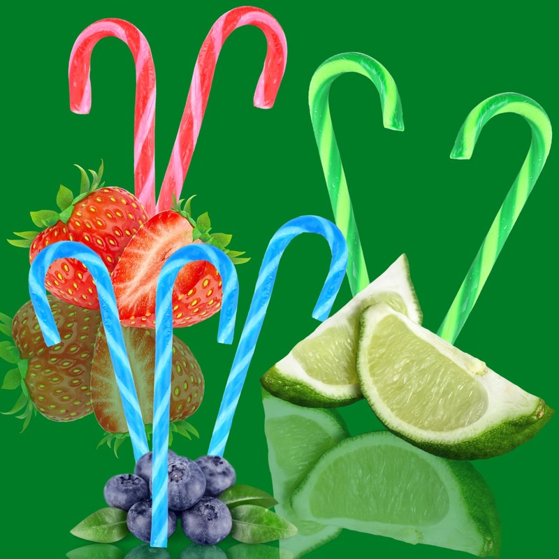 Limited Edition Jello Candy Canes, Fruit Flavored Holiday Treats, Stocking