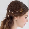 TseenYi Moon Star Hair Pins Gold Pearl Bobby Pins Rhinestone