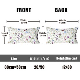 XPHZZL Cushion Covers Set of 2 Pack 30 x 50 cm - Soft Double Sided Garden Floral Decorative Rectangle Cushion Covers for Sofa Bed Garden Outdoor Spring Decor with Invisible Zipper 12 x 20 Inch-Purple