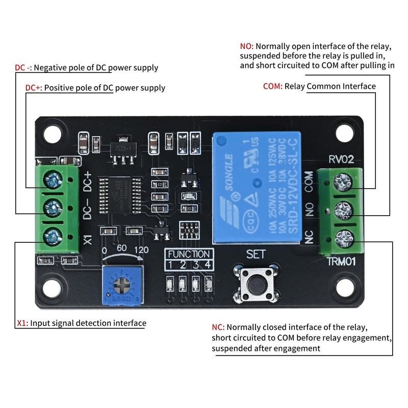 Podazz Delay Timer Relay DC 5V/12V/24V Time Delay Controller Module