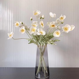 JPORSHU 8 PcsBouquets Artificial Flowers Poppy Flowers，23.3inch Realistic Silk Flowers PU Fake Wild Flowers，for Home Wedding Party Decor, Floral Arrangements, Kitchen Table Centerpiece Vase (White)