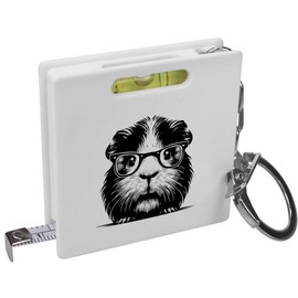 Azeeda 'Guinea Pig Wearing Glasses' Keyring Tape Measure/Spirit Level Tool (KM00038478)
