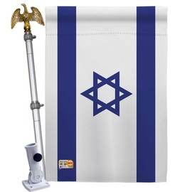 Israel Flag Bandera de Israeli Eagle Pole Set Home Banner Room Wall Art Patio Porch Lawn Garden Flag Stand Holder Outdoor Tapestry Grandma Gifts House Decor Jewish Decorations Made in USA