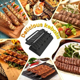 Large Kebab Maker Press, PEOUWNES Plastic Kabab, Kabob Maker Barbecue Skewers, Quick Tool for Making Skewers Turkish Kebab Barbecue, Portable Easy to Use & CLean Grilling (Black)