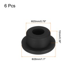 MECCANIXITY High Temp Silicone Plugs, Dia 20mm/0.79 Inch, T Shaped, Black, Pack of 6 (OD 28mm/1.1 Inch)
