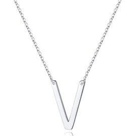 TINGN Women's Necklace 925 Silver Hypoallergenic Silver Chain with Letter A-Z Sideways Pendant S925 Sterling Silver Chain Valentine's Day Birthday Gifts for Women Girlfriend Mum Jewellery