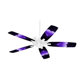 Glass Heart Grunge Purple - Ceiling Fan Skin Kit fits most 42 inch fans (FAN and BLADES SOLD SEPARATELY)