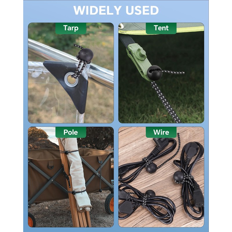 4 Inch Adjustable Ball Bungee Cords, Easy to Adjust from