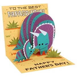 Up With Paper Pop-Up Treasures Greeting Card - Papasaurus