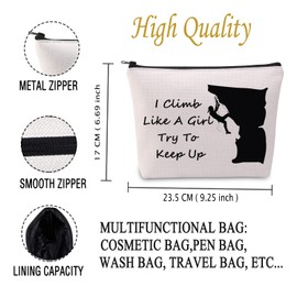 I Climb Like A Girl Try to Keep Up Zipper Pouch Bag Rock Climbing Gift Mountain Bouldering Sport Lover Gift (Climb Like A Girl EU)