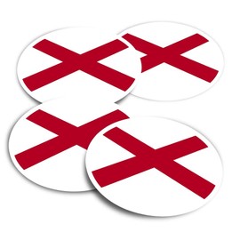 Vinyl Round Stickers (Set of 4) 10cm - Alabama Flag Vector Emblem for Laptops, Tablets, Luggage, Scrap Booking, Fridges #60725