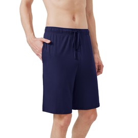 WiWi Mens Bamboo Viscose Pajama Shorts Lightweight Lounge Bottoms Soft Knit Sleep Short Pants Loungewear with Pockets S-3X, B-black&navy, X-Large