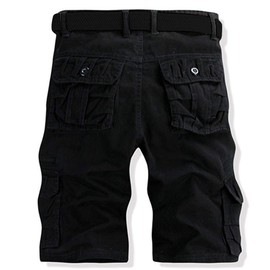 AKARMY Men's Lightweight Multi Pocket Cotton Casual Cargo Shorts,Outdoor Twill Camo Shorts with Zipper Pockets(No Belt) 038 Black XN