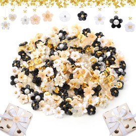 Solsew 100 Pcs Small Flower Buttons for Sewing (10-15mm) Translucent & Matte Blouse Button for Crafts Making, Clothes & DIY Projects, Scrapbook Decoration(Vintage)
