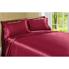 Royal Opulence Divatex Home Fashions Satin Cal King Sheet Set, Red