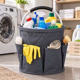 17L Cleaning Caddy for Home Organization – Foldable Oxford Storage Bag with Handle for Bathroom & Kitchen Supplies