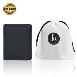 Leatherboss Genuine Leather Police Shield Shape Badge Holder Trifold Wallet, Black