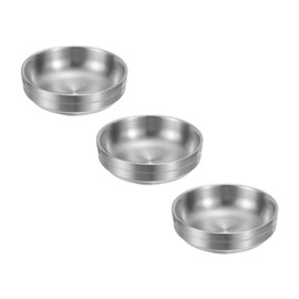 uxcell Stainless Steel Sauce Dishes, 3pcs Round Dipping Pinch Bowls, Salad Dressing Plates for Restaurant Home Kitchen Tools Silver