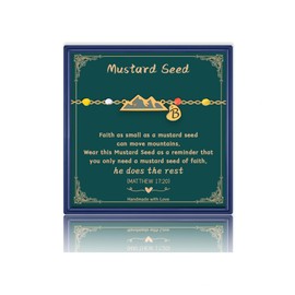 AINILOVE Initial Mustard Seed Bracelet for Women Teen Faith as small as a Mustard Seed Bracelets with Letter Charm Christian Gifts for Women Inspirational Religious Graduation Gifts for Women(B)