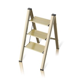 3 Step Ladder, Folding Ladder Stool, Wider Upgraded Non-Slip Treads, Portable Lightweight Ladder for Home and Kitchen, Holds up to 330 Lbs.