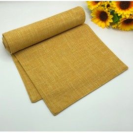 Rilassato Burlap Style Farmhouse Table Runners 71 Inches Long, Rustic Woven Dining Table Runner for Everyday Use, 12x71 Inches (Yellow, 12x71 in)