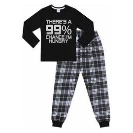 There's a 99% Chance I'm Hungry Cotton Woven Long Pyjamas (13-14 Years) Black
