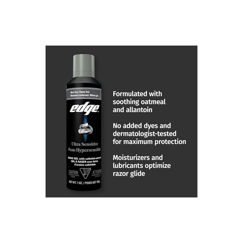 Edge Shave - Gel de afeitar, Ultra Sensitive, Pacquete 6