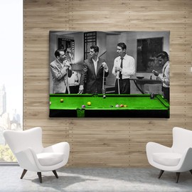 Rat Pack Playin Pool Colored Canvas Art Wall Art Home Decor (45in x 30in Gallery Wrapped)