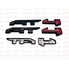 Unbranded 2021-2022 GMC SIERRA AT4 Emblem Kit 3 Piece Gloss Black Red Overlay Emblem