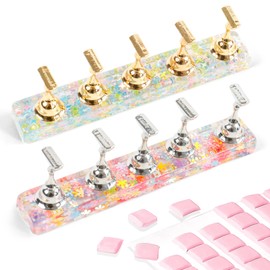 ANGNYA ANGNYA 2 Sets Nail Stand for Press on Nails Display, Magnetic Press on Nail Stand with 96 PCS Reusable Adhesive Putty, Nail Tips Practice Painting Holder for DIY Nail Art Tools