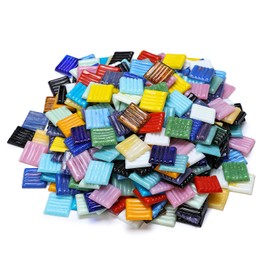 Lanyani 3/4 inch Metallic Glass Mosaic Tiles Variety Mix Color Vitreous Square Mosaic Pieces Tile for Art Crafts - 2 Pounds Bulk