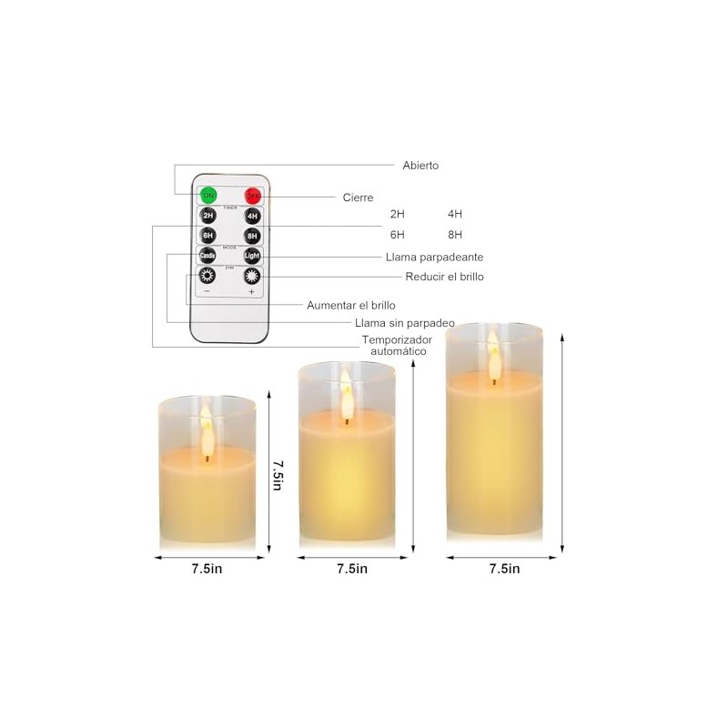 3pcsVelas decorativas,Velas Eléctricas Sin Llamas,Velas led,velas electricas,Velas de pilas con