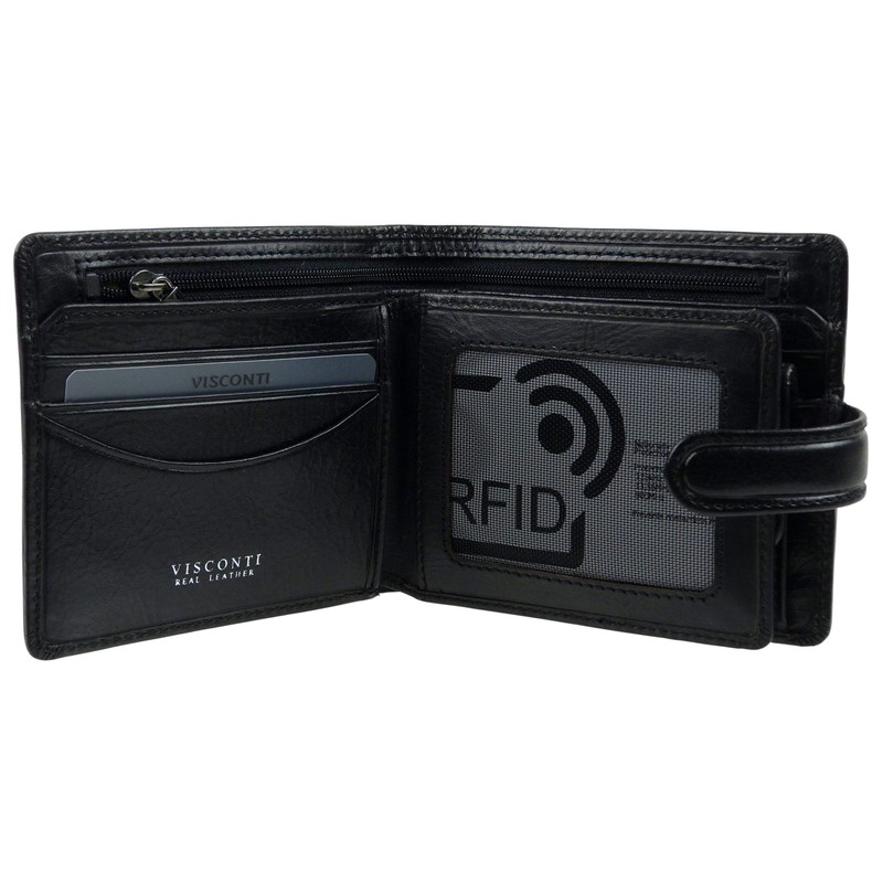 Mens Italian Leather Stylish RFID Protected Tabbed Wallet by Visconti