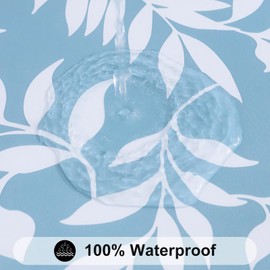 Smiry Rectangle Picnic Tablecloth, Waterproof Elastic Fitted Table Covers for 6 Foot Tables, Wipeable Flannel Backed Vinyl Tablecloths for Camping, Indoor, Outdoor (Blue Leaves, 30x72 Inches)