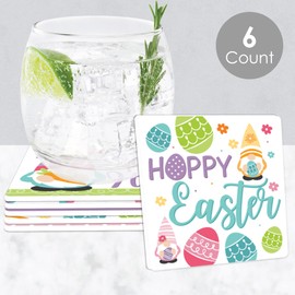 Big Dot of Happiness Easter Gnomes - Funny Spring Bunny Party Decorations - Drink Coasters - Set of 6