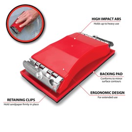 Performance Tool W3058 ABS Sanding Block 3.25 x 6.25 Inch (82.5 x 159 mm), Sanding Block with Foam Pad for Auto Paint, Auto Body Shops, Wood or Metal Shops, Drywalling, and Craft Projects