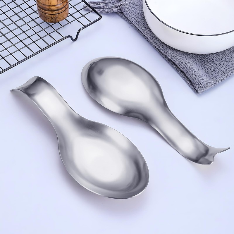 Large Stainless Steel Spoon Rest for Kitchen Counter - Rustproof