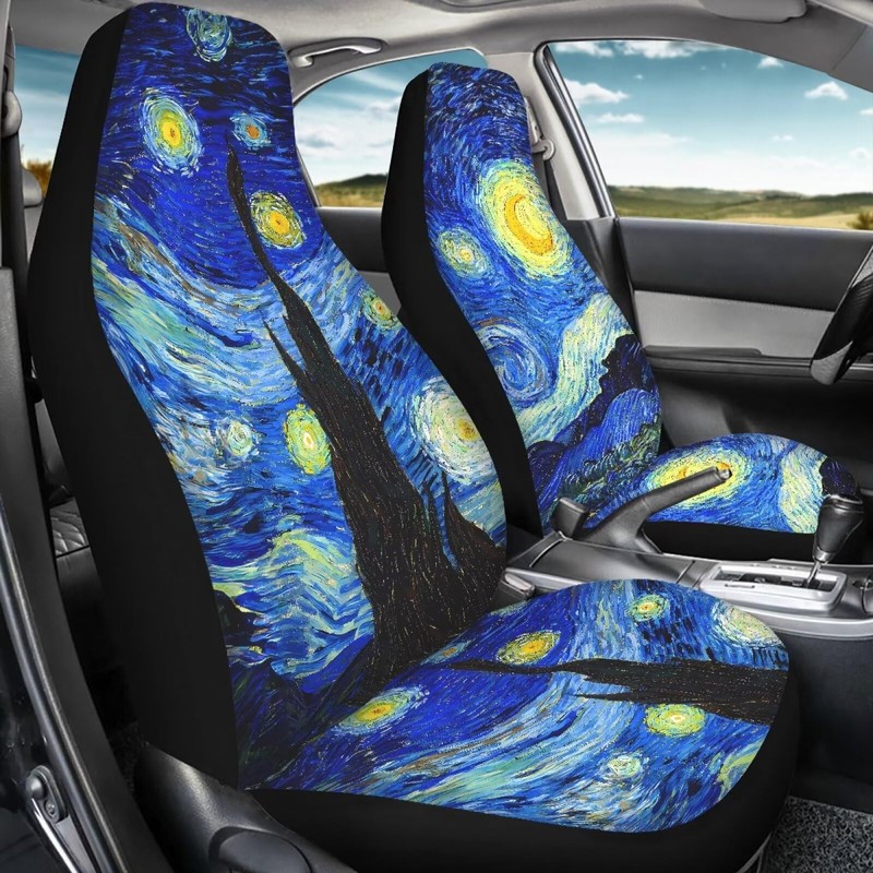 LACIYISON Starry Night Pattern Thicker Car Seat Covers Comfortable Cozy