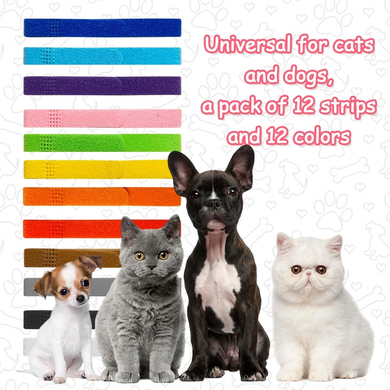 12 Colors Puppy Collars for Litter, Double-Sided Soft Adjustable Identification